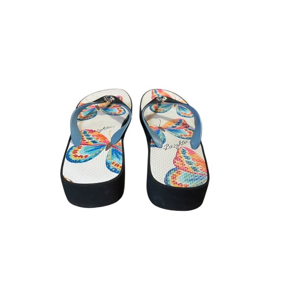 Brighton “Flit” Butterfly Blue Rhinestone Flipflop Slide Platform Sandals SZ 10 - Picture 4 of 8
